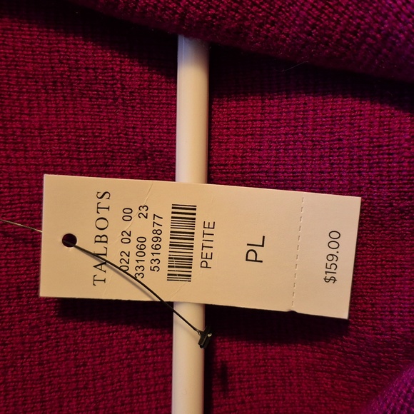 Talbot Pure Merino Wool Cardigan Jacket Sz.LP NWT Burgundy - Picture 7 of 8